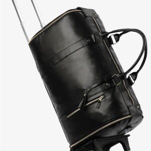 Black Leather Rolling LUXE MEGA BAG